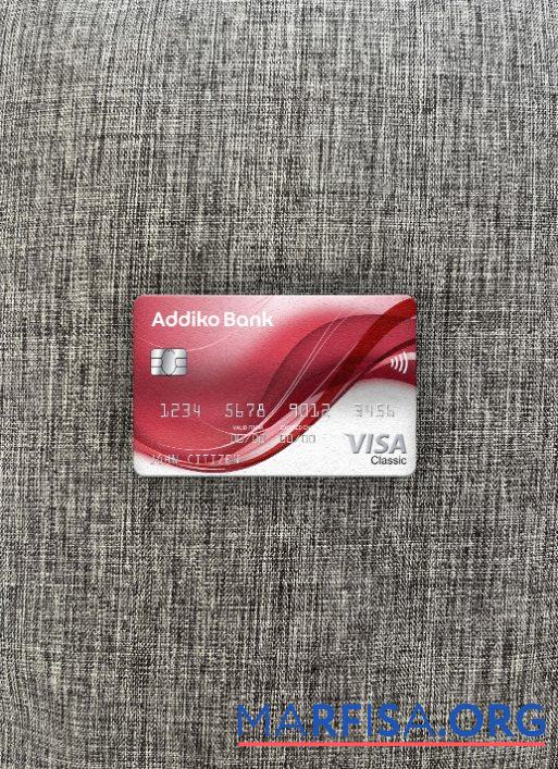 Realistic Montenegro Addiko Bank visa classic card photolook front sample
